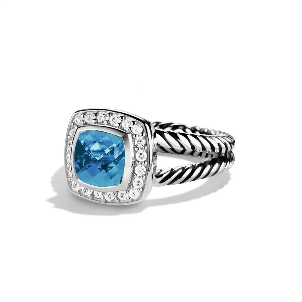 David Yurman Petite Albion Ring with Blue Topaz